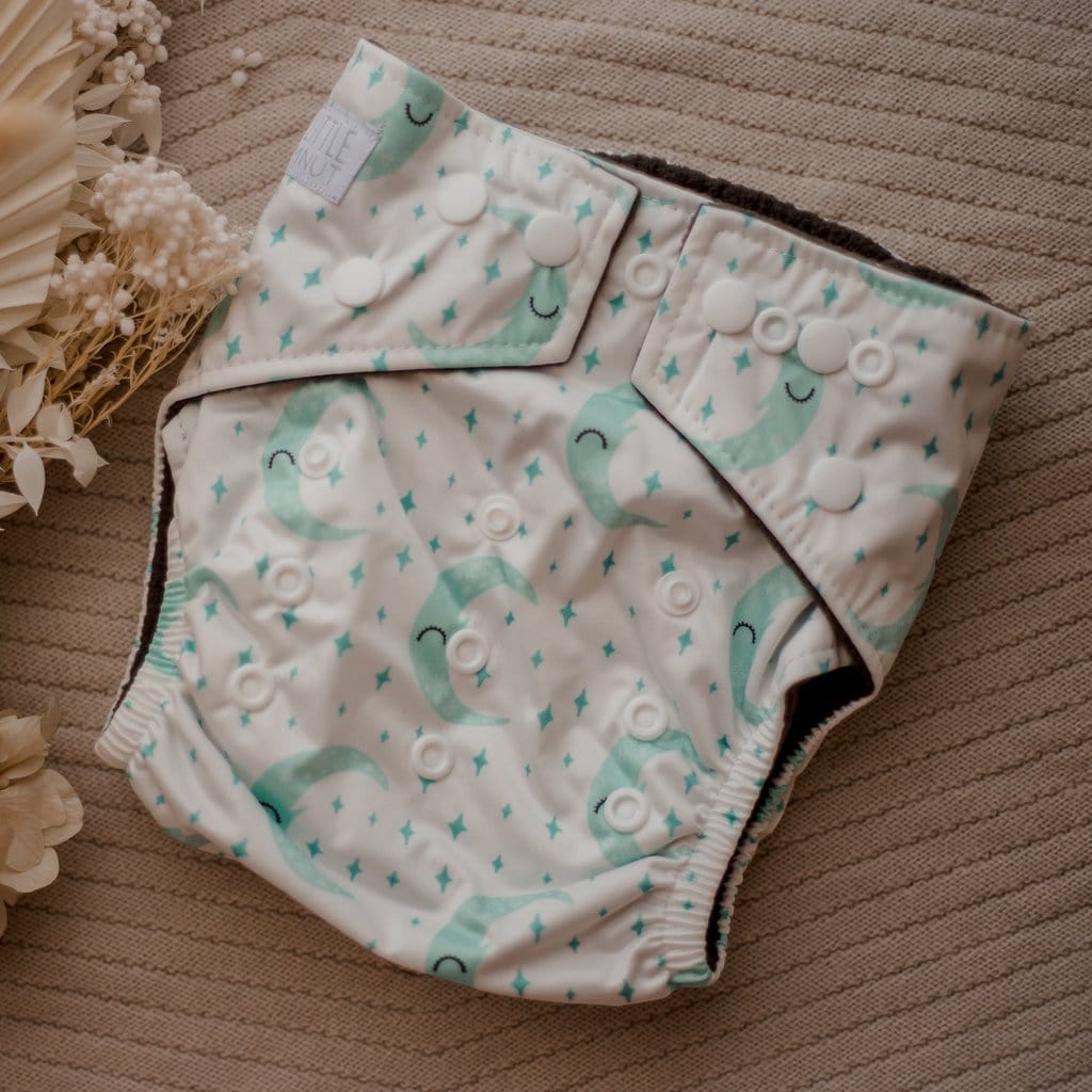 Modern Cloth Nappy - Night Time - Moon & Stars - Everyday Living Eco Store 