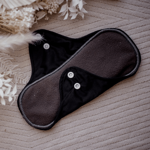 Reusable Cloth Menstrual Pad - Black - Everyday Living Eco Store 