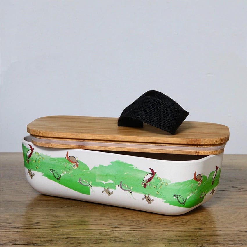 Bamboo Lunchbox - Green Turtles - Everyday Living Eco Store 